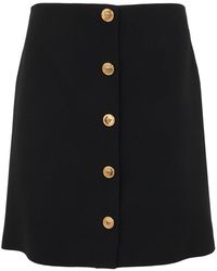 Versace - Medusa Buttons Satin Mini Skirt - Lyst