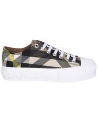 Burberry - Exaggerated Check Canvas Platform Sneaker - Lyst