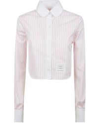 Thom Browne - Striped Poplin Cropped Shirt - Lyst