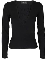 Blumarine - Interwoven Laces V-neck Sweater - Lyst