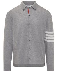 Thom Browne - 4-bar Striped Long-sleeved Polo Shirt - Lyst