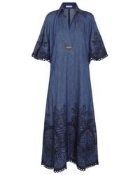 Zimmermann - Coco Embroidered Denim Dress - Lyst