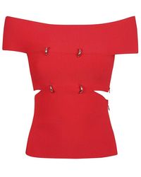 Alexander McQueen - Cut-out Off-shoulder Stretched Top - Lyst