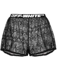 Off-White c/o Virgil Abloh Logo Waistband Lace Detailed Shorts - Black
