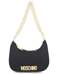 Moschino Brand-plaque Leather Shoulder Bag - Black