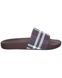 Burberry Checked Open-toe Slides - Brown