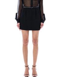 Saint Laurent - Belted Mini Skirt - Lyst