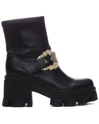 Versace - Decorative-buckle Round-toe Boots - Lyst