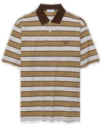 Prada - Short-Sleeved Striped Polo Shirt - Lyst