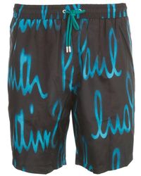 Paul Smith Printed Drawstring Swim Shorts - Blue
