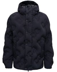 Dolce & Gabbana Black Quilted Nylon Down Jacket - Blue