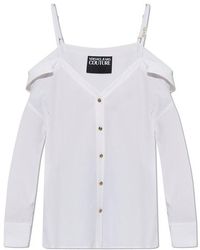 Versace Jeans Couture - Off-Shoulder Long-Sleeved Shirt - Lyst