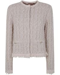 Twinset - Crewneck Tweed Lurex Jacket - Lyst
