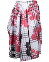 Vivienne Westwood - Floral-printed Checked Asymmetric Skirt - Lyst