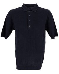 Lardini - Ribbed Short Sleeved Polo Shirt - Lyst