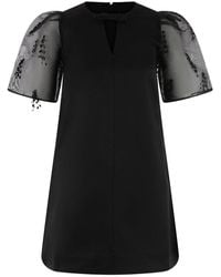 Ganni - Embroidered Organza Minidress - Lyst