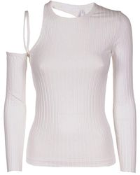 Helmut Lang - Cut Out Ribbed Knit Top - Lyst