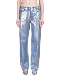 MVP WARDROBE - Metallic-Finish Straight Leg Jeans - Lyst