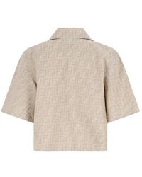 Fendi Monogram Cropped Bomber Jacket in Brown | Lyst