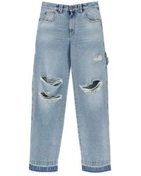 DARKPARK - Audrey Barrel Leg Distressed Carpenter Jeans - Lyst