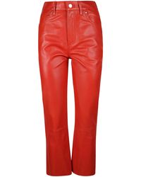 Philosophy Di Lorenzo Serafini Leather Straight-leg Trousers - Red