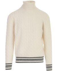 Brunello Cucinelli - Turtle Neck L/s Sweater W/braid Clothing - Lyst