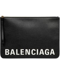 Balenciaga Logo Clutch Bag - Black