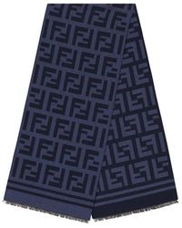 Fendi - Ff Motif Frayed-Edge Scarf - Lyst