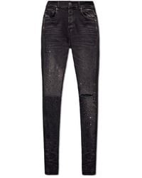 Amiri - Embellished Distressed Slim-fit Jeans - Lyst
