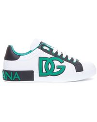 Dolce & Gabbana - Logo Patch Round Toe Sneakers - Lyst