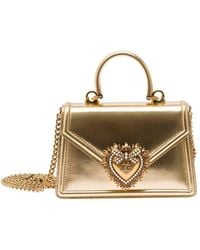 Dolce & Gabbana - 'devotion' Gold Tone Top Hadle Bag In Leather Woman - Lyst