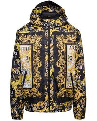 Versace - Multicolor Hooded Jacket With All-over Baroque Logo Print In Nylon Couture - Lyst
