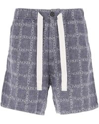 JW Anderson All-over Logo Print Wide Leg Shorts - Blue