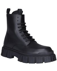 Fendi Leather Combat Boots Force in Nero (Black) for Men | Lyst