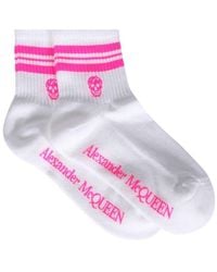 Alexander McQueen - Logo Knitted Stripe Detailed Socks - Lyst