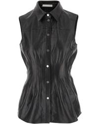 Helmut Lang - Leather Sleeveless Dart Shirt - Lyst