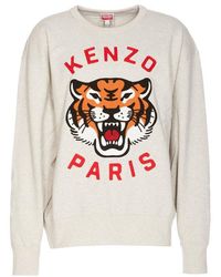 KENZO - Lucky Tiger Logo Embroidered Sweatshirt - Lyst