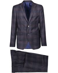 Etro Checked Single Breasted Two-piece Suit - Blue