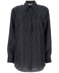 Fendi - Charcoal Twill Shirt - Lyst