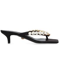 Versace - Embellished Open Toe Thong Mules - Lyst