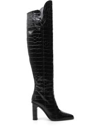 Max Mara Embossed Knee High Boots - Black
