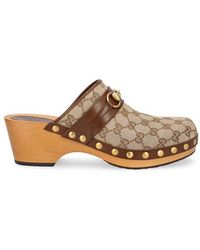 Gucci - GG Canvas & Leather Clog - Lyst