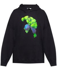 Balenciaga Hulk Boxy Hoodie Sweatshirt - Black
