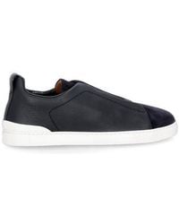 Zegna - Leather Triple Stitch Sneakers - Lyst