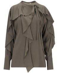 Victoria Beckham - Ruffled Detailed Long-Sleeved Blouse - Lyst