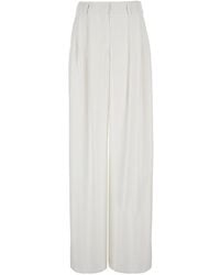 Plain - Wide Leg Pants With Pleats - Lyst