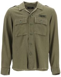Amiri Cotton And Cashmere Military Shirt - Green