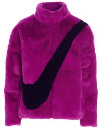 Nike Faux Fur Fleece Jacket - Purple
