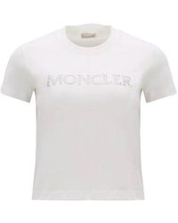 Moncler - Logo Embellished Crewneck T-shirt - Lyst
