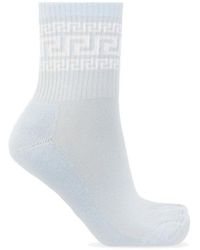 Versace Socks With Greca Motif - White